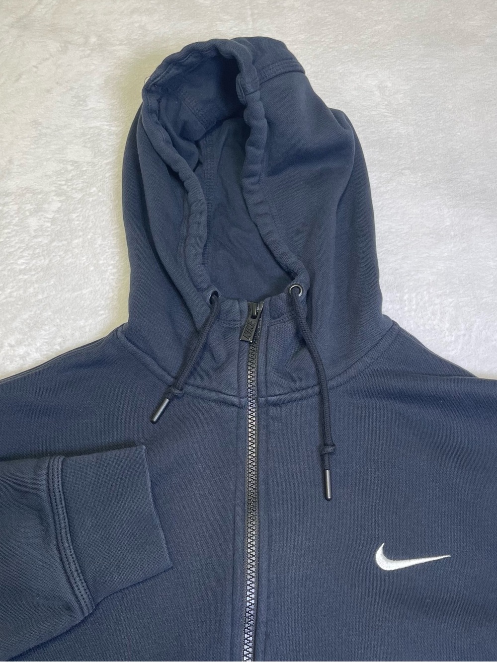 Nike Blue Tag Vintage Men's Black Embroidered Swoosh Full Zip Fleece Hoodie XL